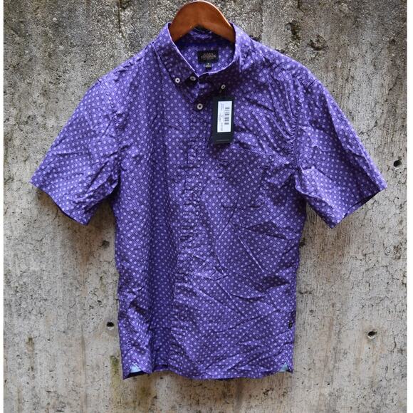 NWT Allen Edmonds Purple Short Sleeve Button-Down Shirt Men’s Size M - Picture 1 of 4